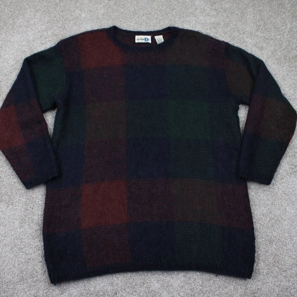 VTG Paul Harris Design Sweater‎ Mens Large Red/Green Mohair Blend Long Sleeve